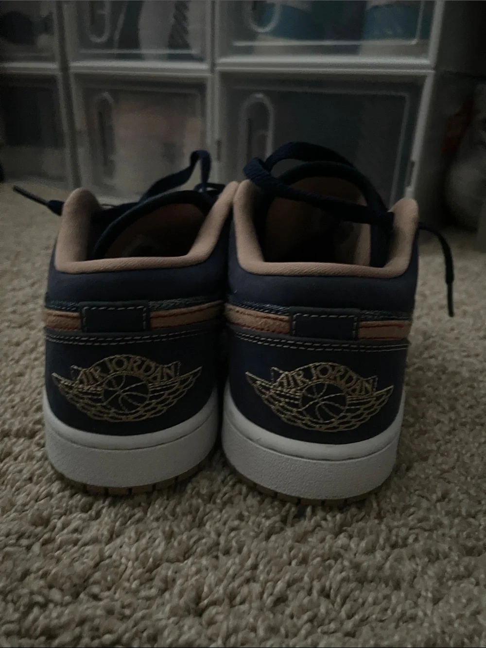 Nike Air Jordan 1 Low Navy Denim with Peach Swoosh